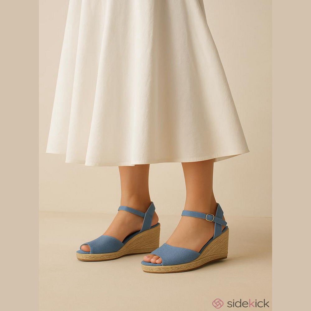 LifeStride Denim Espadrille Wedges Women's Size 7